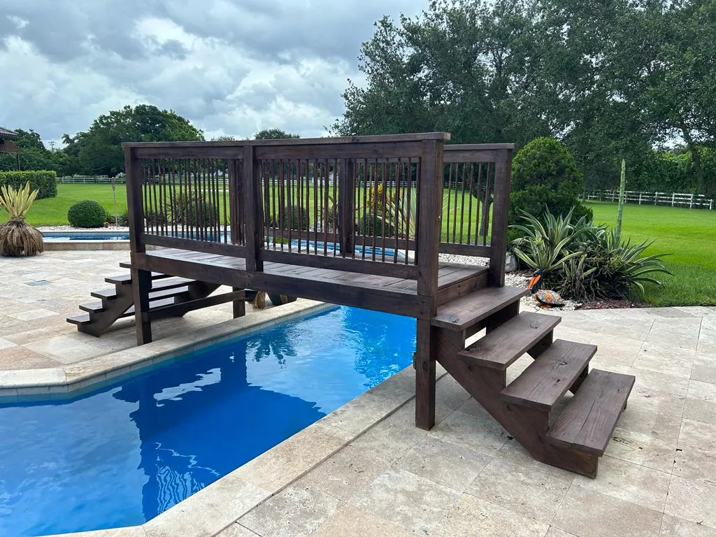 Custom wood staircase outdoor Southwest Ranches
